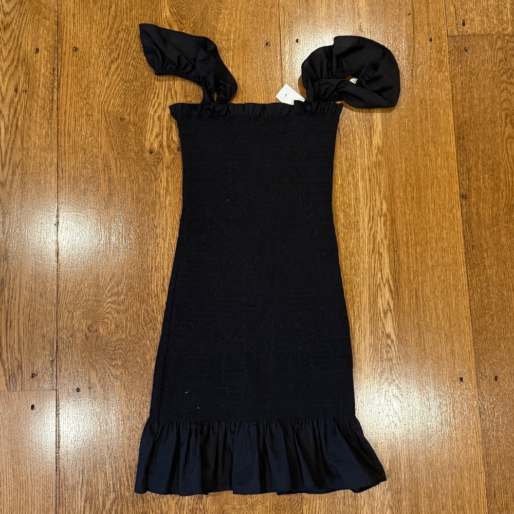 Barneys New York Black Smocked Mini Dress (Size XS)